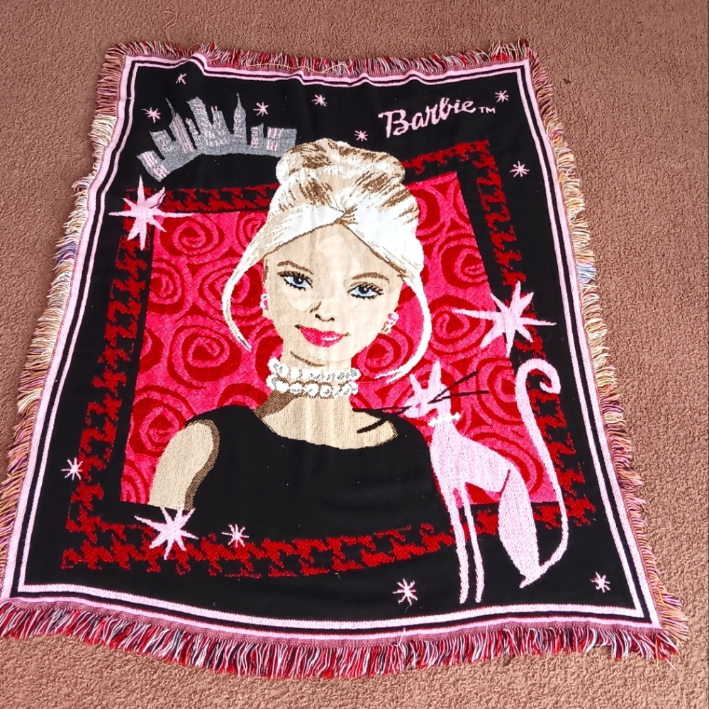 Vintage Barbie tapestry throw blanket